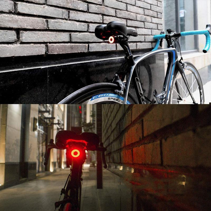 "Hochhelles USB-Rücklicht aus Aluminium mit LED-COB und EnSca-Linse, kompakt und wetterfest für Fahrräder."