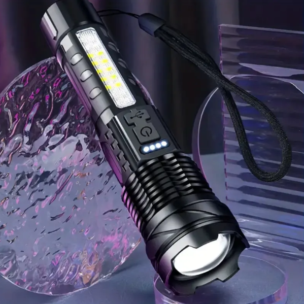 Hochleistungs-Militär-Taschenlampe, 5000 Lumen, robust, wasserdicht, kompakt, ideal für Outdoor-Abenteuer und Notfälle.