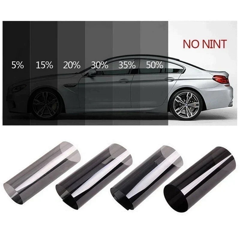 "Hochwertige Auto Sonnenschutzfolie, 50cm x 3m, schwarze PET-Tönungsfolie für UV-Schutz und Hitzeschutz."