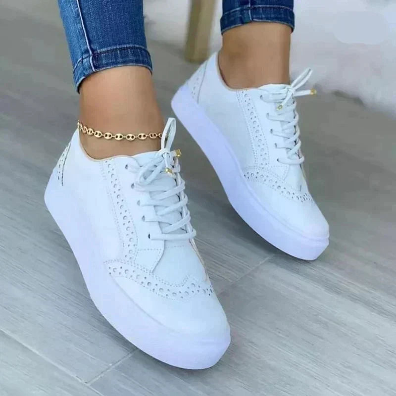 Hochwertige Damen-Laufschuhe aus Leder mit orthopädischem Komfort, Seitenansicht, ideal für stilvolle Frauen.