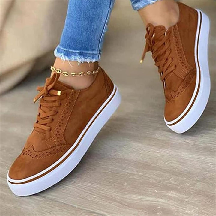 Hochwertige Damen-Laufschuhe aus Leder mit orthopädischem Komfort, Seitenansicht, ideal für stilvolle Frauen.