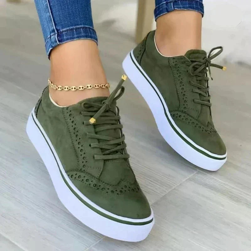 Hochwertige Damen-Laufschuhe aus Leder mit orthopädischem Komfort, Seitenansicht, ideal für stilvolle Frauen.