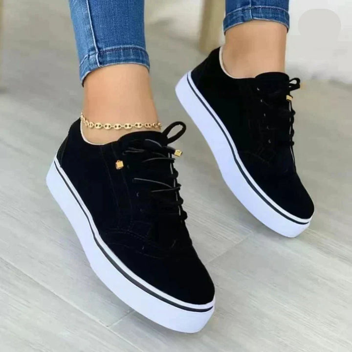 Hochwertige Damen-Laufschuhe aus Leder mit orthopädischem Komfort, Seitenansicht, ideal für stilvolle Frauen.