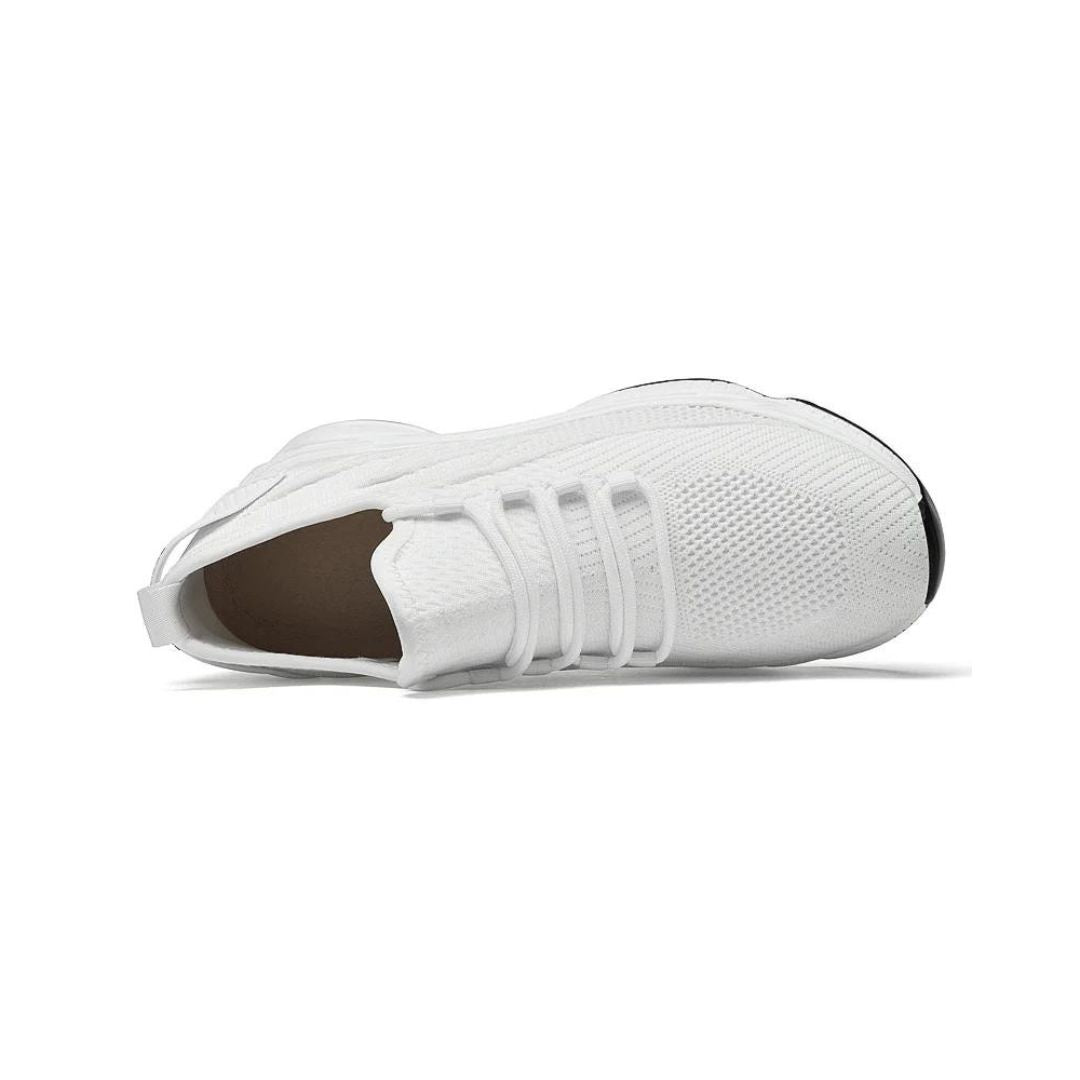 "Höhenverleihende Herren Sportschuhe, weiß, atmungsaktiv, leicht, erhöht bis 5 cm; ideales Design für Sport und Alltag."