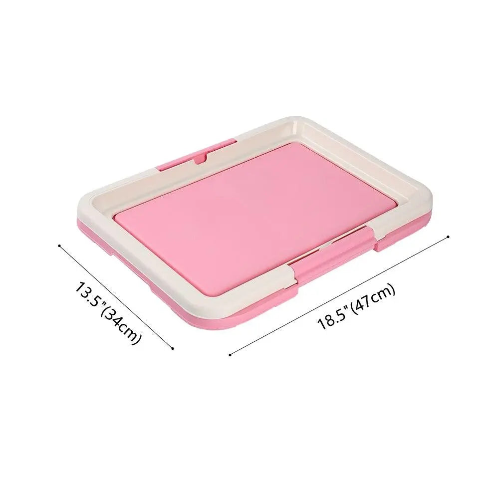 "Hunde-WC Indoor mit rutschfester, hygienischer Matte für Welpentoilette, ideal für kleine Hunde, in Blau oder Rosa."