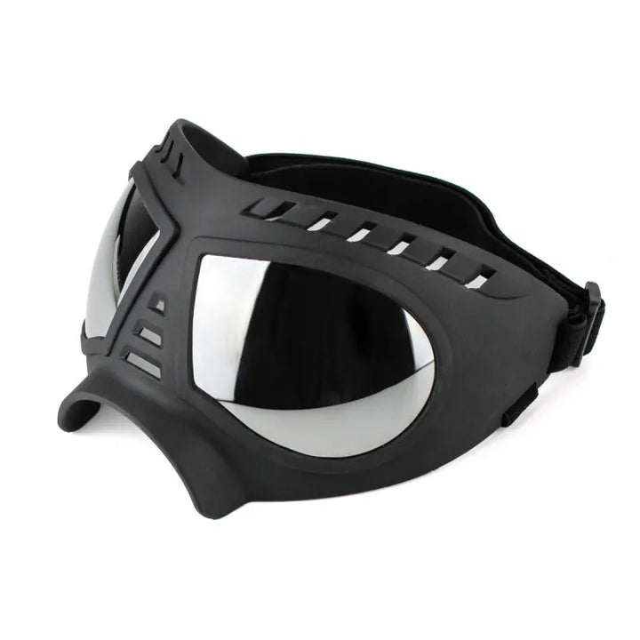 "Hundeschutzbrille mit UV-Schutz in modernem Design, ideal für Outdoor-Aktivitäten, stilvoller und sicherer Schutz."