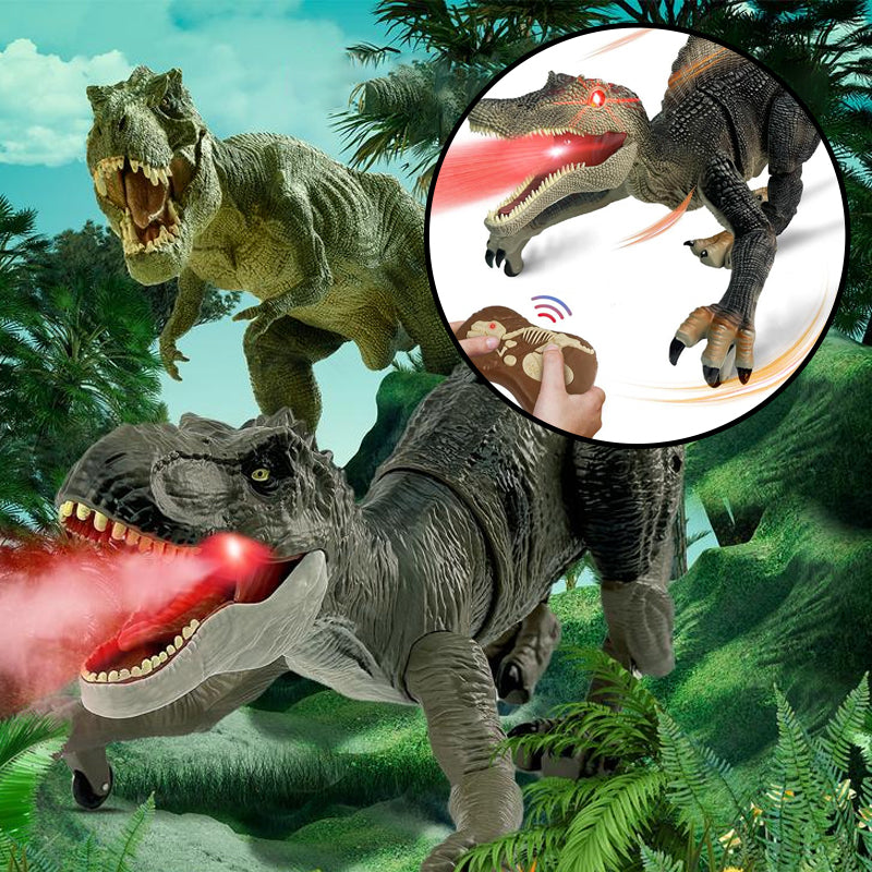 Interaktiver Dino-Spielzeug mit Nebel, LED, lebensechten Bewegungen für Kinder - Abenteuer im prähistorischen Stil.