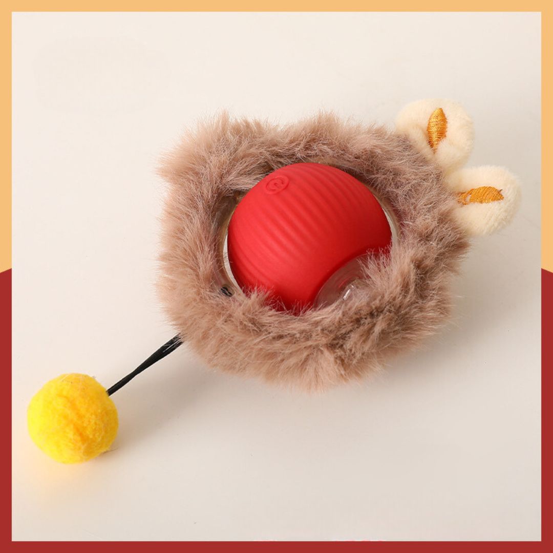 Interaktiver Katzenball mit Schwanz, robust und bunt; fördert Spiel und Bewegung, perfekt für aktive Katzen.