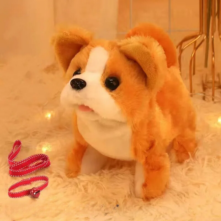 "Interaktiver Roboterhund BarkyBot, Spielzeug mit Felloptik, bellt und wedelt, ideal für Kinder ab 2 Jahren."