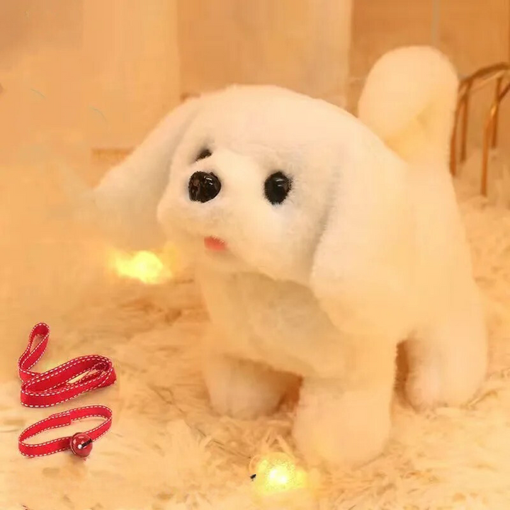 "Interaktiver Roboterhund BarkyBot, Spielzeug mit Felloptik, bellt und wedelt, ideal für Kinder ab 2 Jahren."