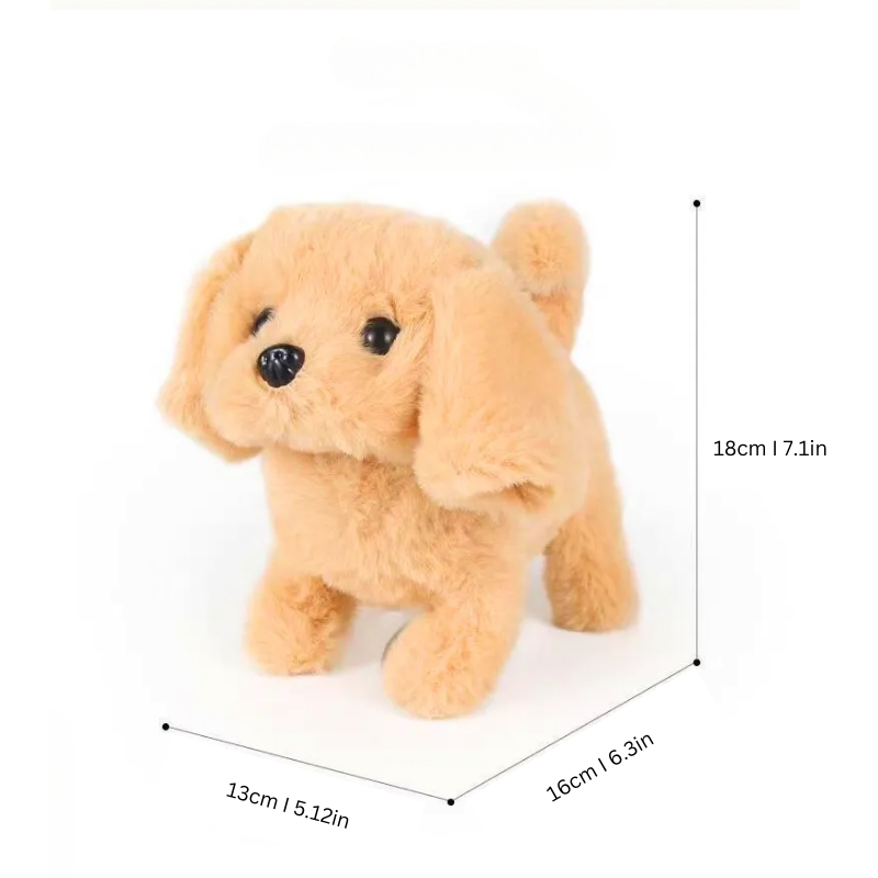 "Interaktiver Roboterhund BarkyBot, Spielzeug mit Felloptik, bellt und wedelt, ideal für Kinder ab 2 Jahren."