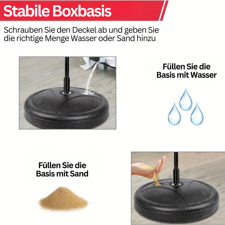 "Junior Boxsack-Set für Kinder, höhenverstellbar, mit Handschuhen, rot-schwarz, sportlicher Spaß für drinnen und draußen."