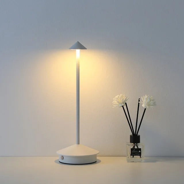"Kabellose, dimmbare LED-Spikelight, wetterfest, elegantes Design, ideal für Innen- und Außenbeleuchtung, USB-ladefähig."