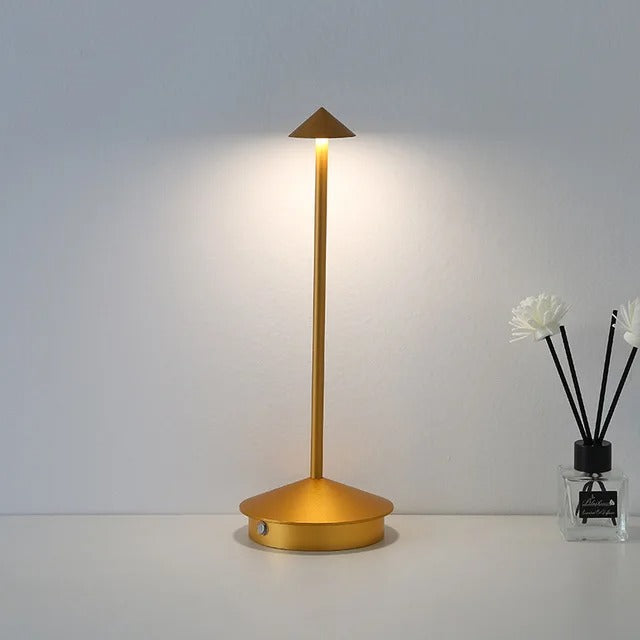 "Kabellose, dimmbare LED-Spikelight, wetterfest, elegantes Design, ideal für Innen- und Außenbeleuchtung, USB-ladefähig."