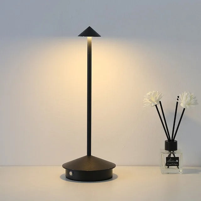 "Kabellose, dimmbare LED-Spikelight, wetterfest, elegantes Design, ideal für Innen- und Außenbeleuchtung, USB-ladefähig."