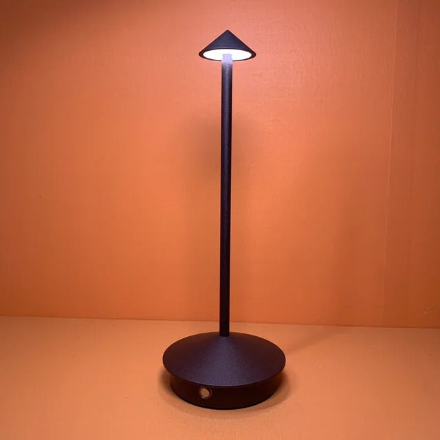 "Kabellose, dimmbare LED-Spikelight, wetterfest, elegantes Design, ideal für Innen- und Außenbeleuchtung, USB-ladefähig."