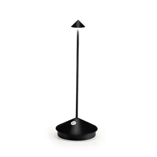 "Kabellose dimmbare LED-Tischleuchte, wasserfest, modernes Design, geeignet für drinnen und draußen, schlank und stilvoll."