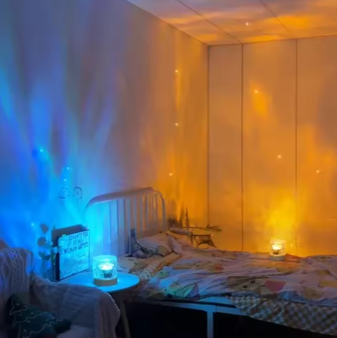 "Kabellose LED-Stimmungsleuchte mit Fernsteuerung, RGB-Farben und elegantem Design für stimmungsvolle Beleuchtung."