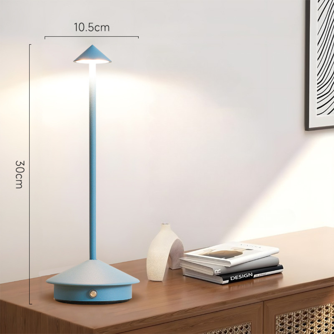 "Kabellose LED Tischlampe mit dimmbarem Touchlicht und modernem Design, ideal für flexible, stilvolle Beleuchtung."