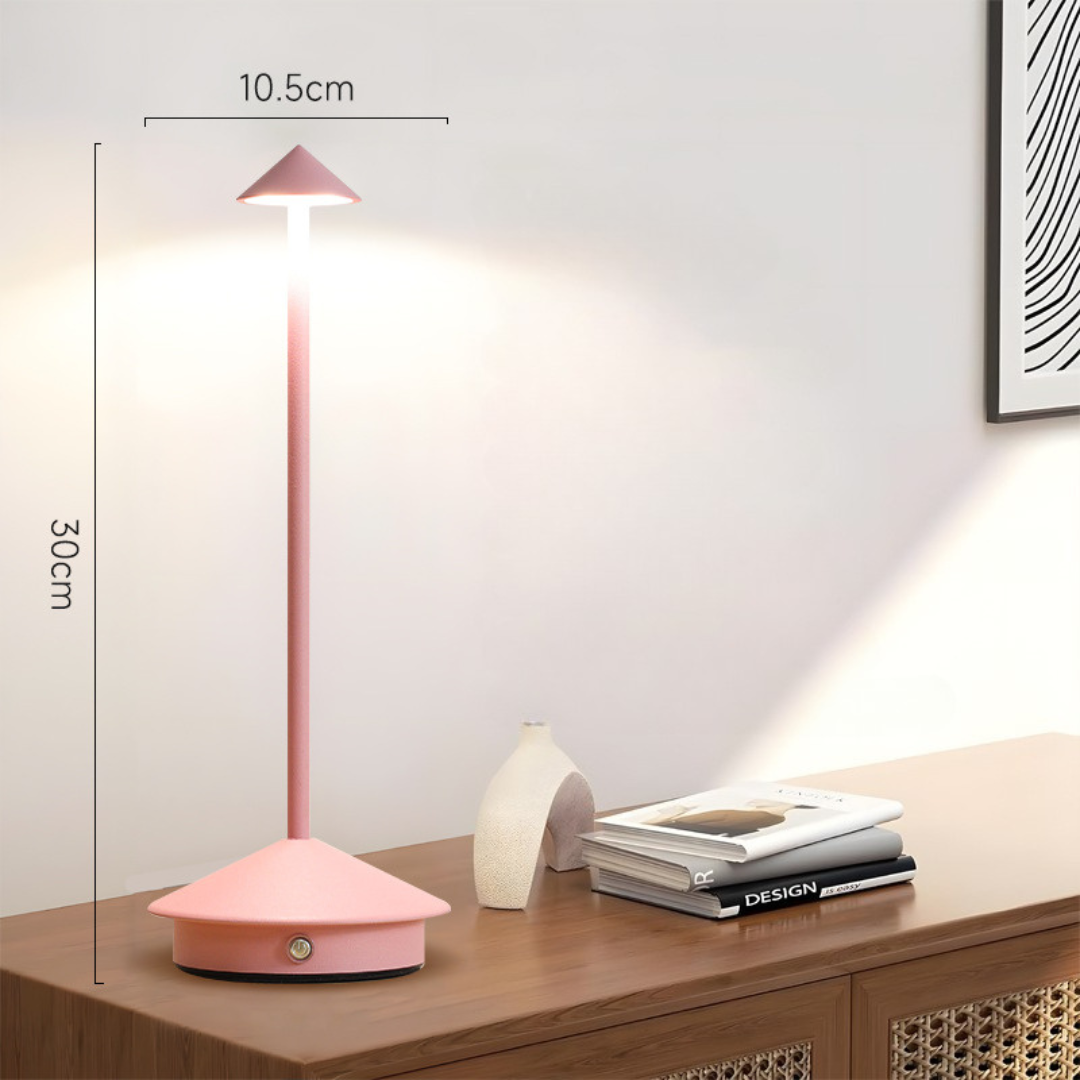 "Kabellose LED Tischlampe mit dimmbarem Touchlicht und modernem Design, ideal für flexible, stilvolle Beleuchtung."