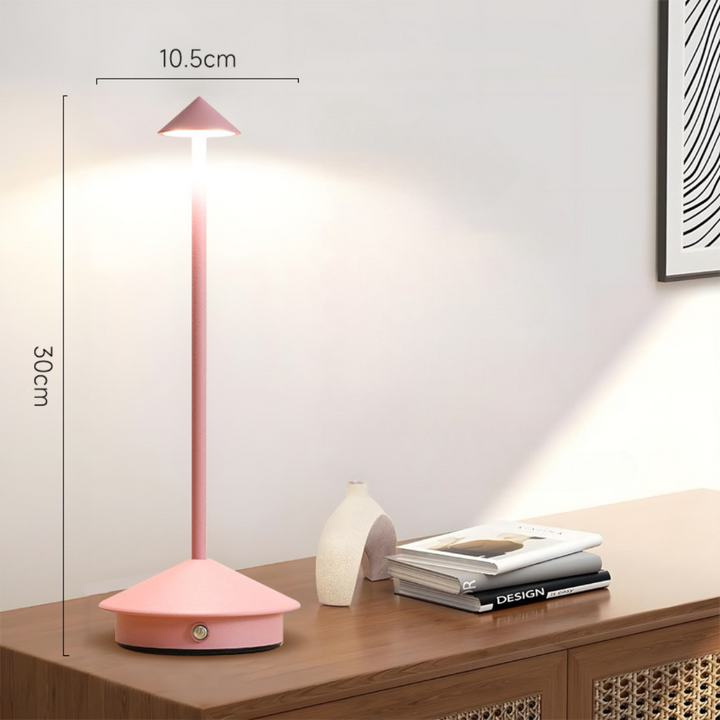"Kabellose LED Tischlampe mit dimmbarem Touchlicht und modernem Design, ideal für flexible, stilvolle Beleuchtung."