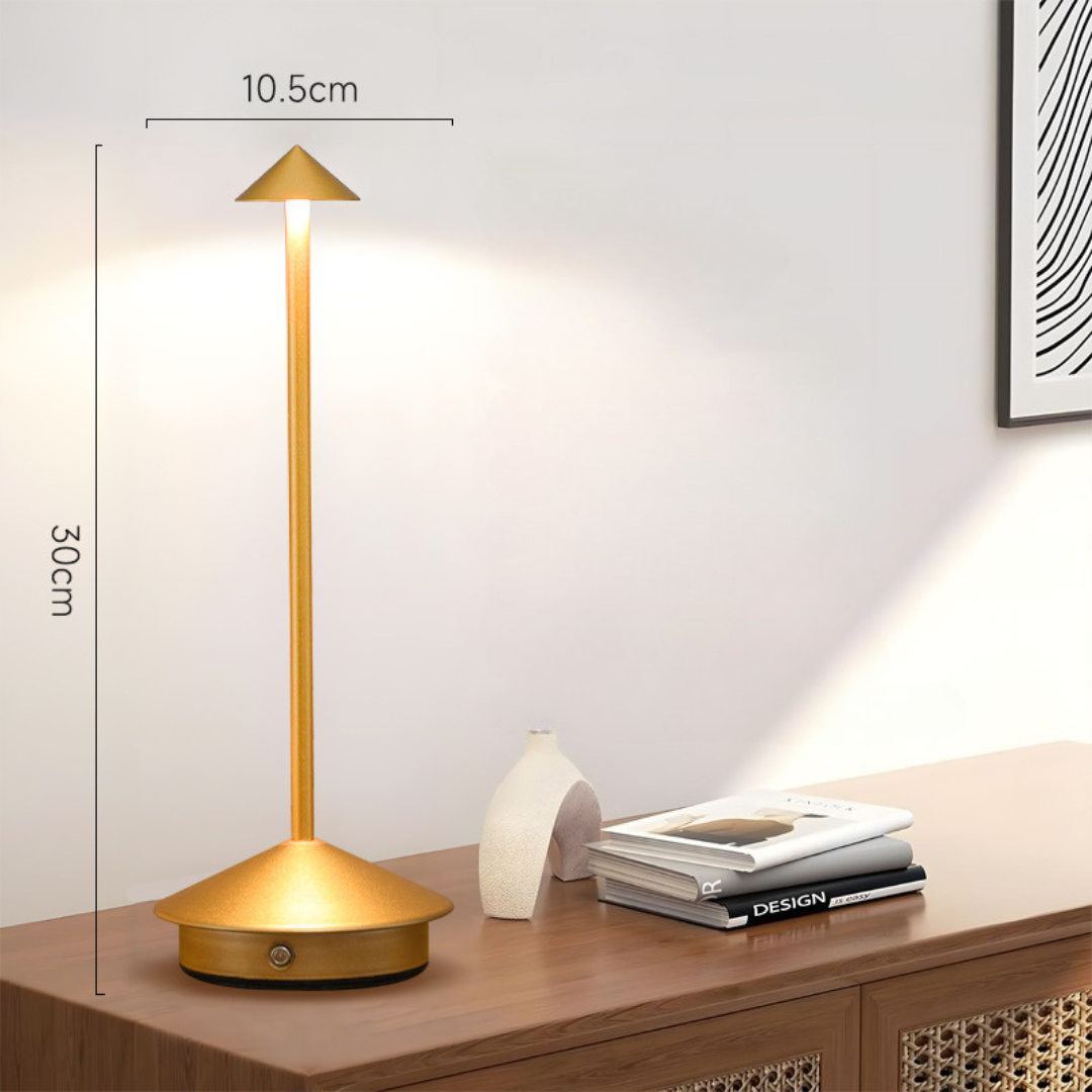 "Kabellose LED Tischlampe mit dimmbarem Touchlicht und modernem Design, ideal für flexible, stilvolle Beleuchtung."