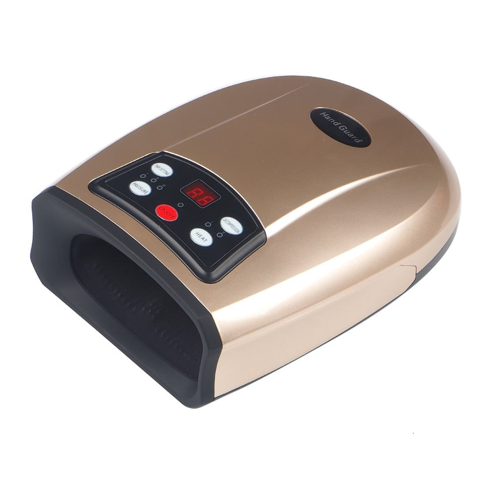 Kabelloses Handmassagesystem in Weiß mit Luftkompression und Wärmetherapie, ergonomisches Design, ideal für zu Hause.