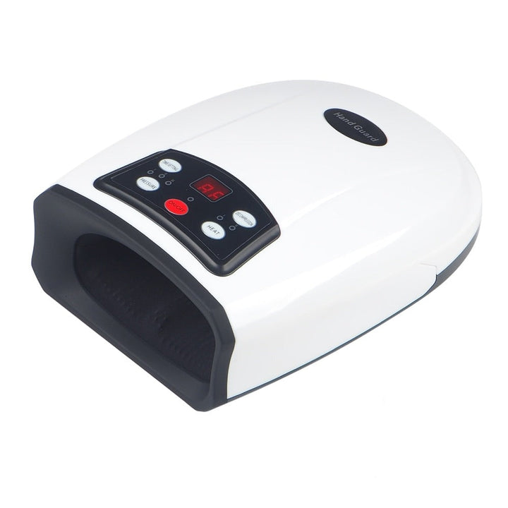 Kabelloses Handmassagesystem in Weiß mit Luftkompression und Wärmetherapie, ergonomisches Design, ideal für zu Hause.
