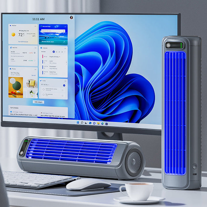 Kabelloses Klimagerät, kompaktes Design, tragbar, für Zuhause oder Büro, vielseitig montierbar, schnelle Abkühlung.