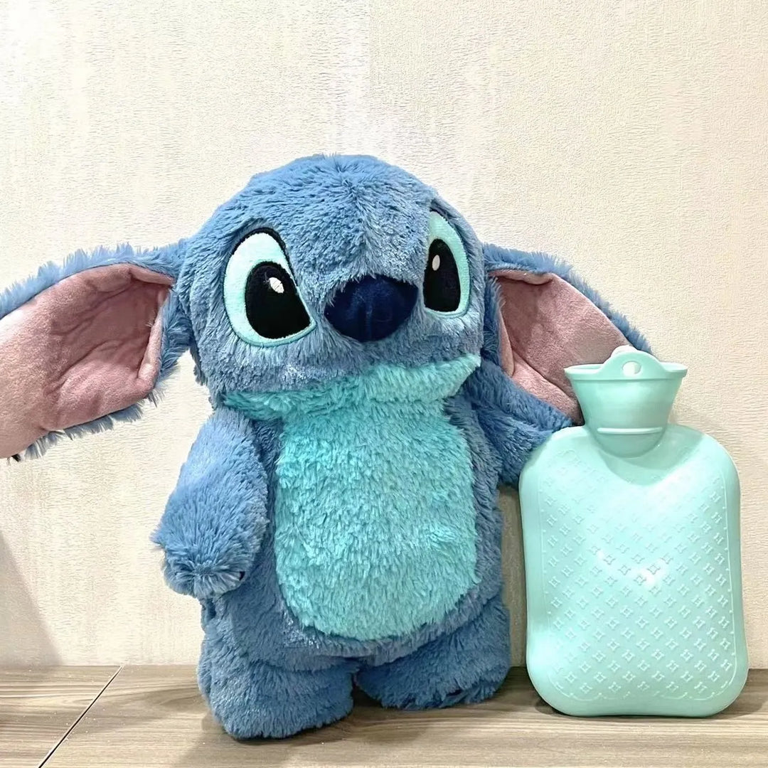 "Kawaii Lilo Stitch Kuscheldecke mit Wärmflasche, Plüsch, kindgerechtes Design, ideal für kalte Wintertage."
