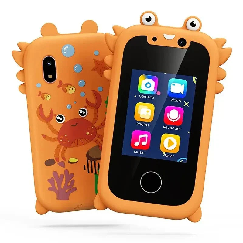"Kinder Lern-Smartphone mit Touchscreen, Musikfunktion, zwei Kameras und robustem, buntem Design für kreatives Lernen"