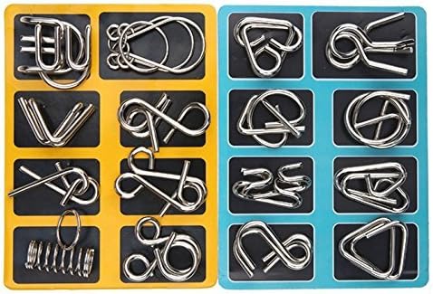 "Knifflige Metallrätsel mit Ringen in verschiedenen Formen für Logik- und Geschicklichkeitstraining, ideal für Kinder und Erw