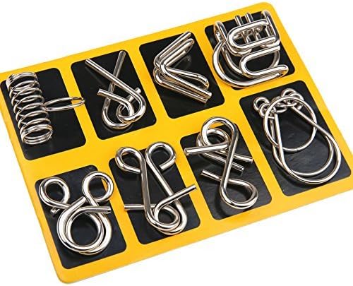 "Knifflige Metallrätsel mit Ringen in verschiedenen Formen für Logik- und Geschicklichkeitstraining, ideal für Kinder und Erw