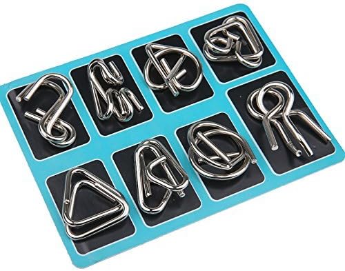 "Knifflige Metallrätsel mit Ringen in verschiedenen Formen für Logik- und Geschicklichkeitstraining, ideal für Kinder und Erw