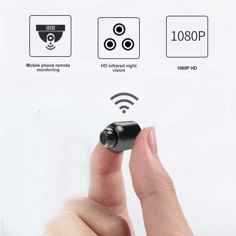 "Kompakte 1080p HD WLAN-Kamera mit diskretem Design, ideal zur unauffälligen Überwachung und Installation in jeder Umgebung."