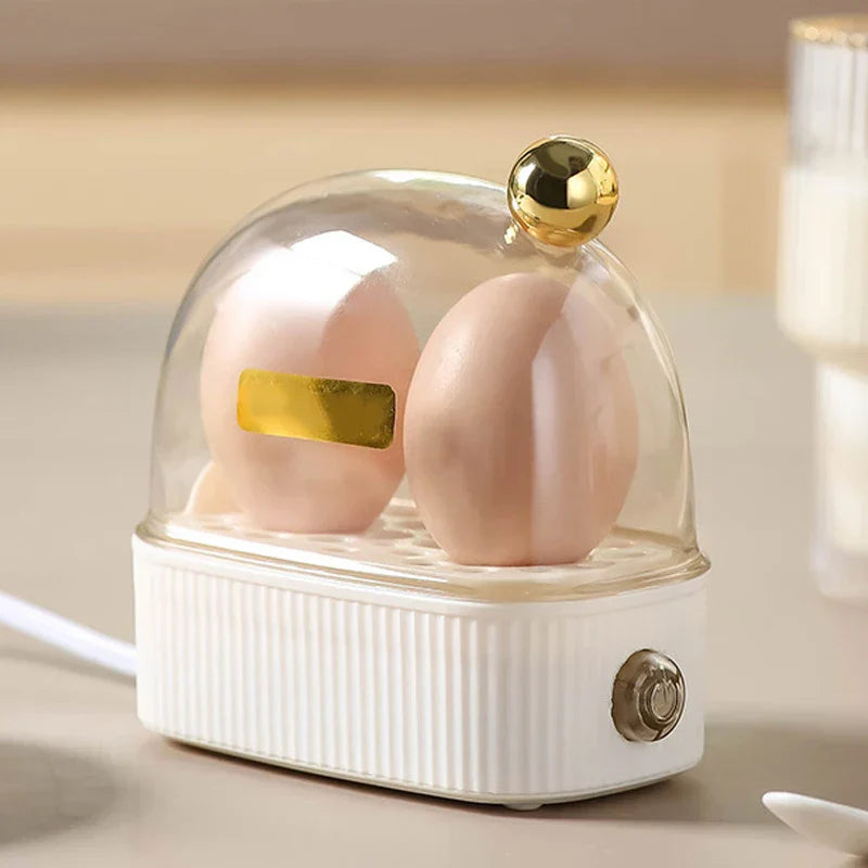 "Kompakter elektrischer Eierkocher 120W für zwei Eier, platzsparendes Design ideal für Frühstück, elegante und moderne Optik"
