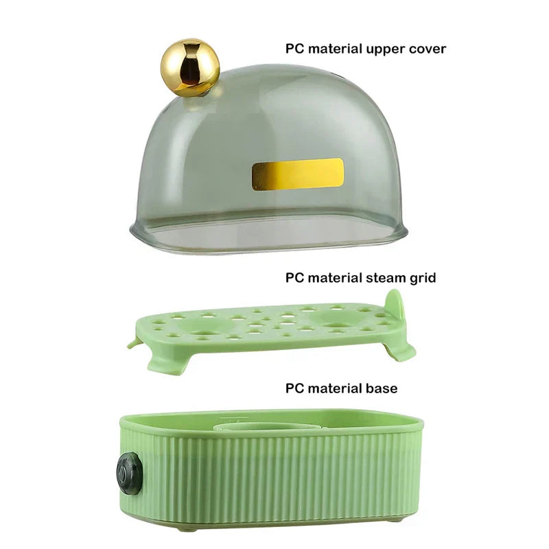 "Kompakter elektrischer Eierkocher 120W für zwei Eier, platzsparendes Design ideal für Frühstück, elegante und moderne Optik"