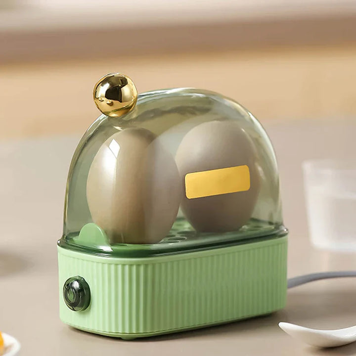 "Kompakter elektrischer Eierkocher 120W für zwei Eier, platzsparendes Design ideal für Frühstück, elegante und moderne Optik"
