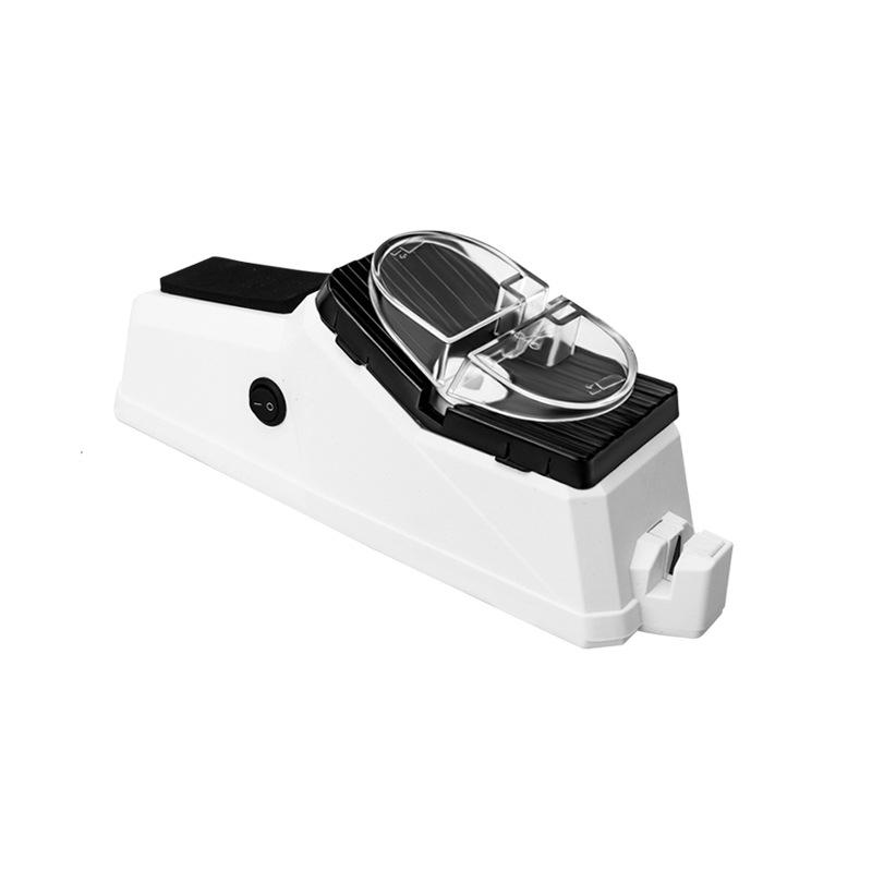 Kompakter elektrischer Messerschärfer für Küche, effizientes Design, USB-Anschluss, für Messer und Scheren geeignet.