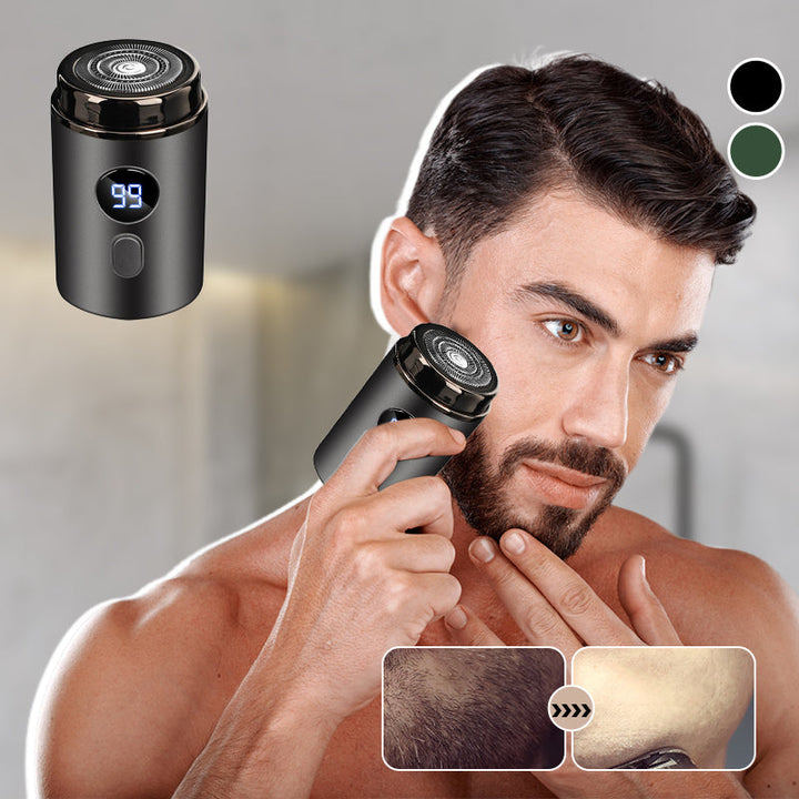 "Kompakter elektrischer Rasierer, Avocado Grün & Stjern Silber, USB-C, für Reisen, wasserdicht, hygienisch waschbar."