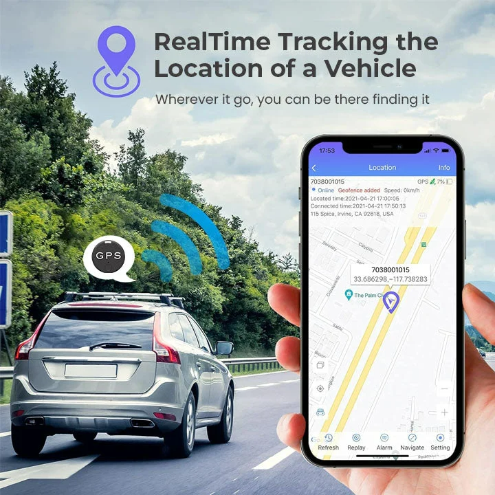 "Kompakter schwarzer GPS-Tracker mit Magnet und Echtzeit-Tracking, ideal zum unauffälligen Befestigen an Metalloberflächen."