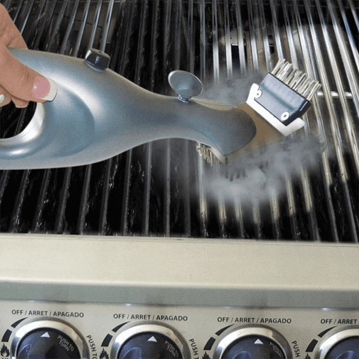 "Kraftvolle BBQ-Reinigungsbürste, geeignet für alle Grillroste, ergonomisch und chemiefrei, für streifenfreie Sauberkeit."