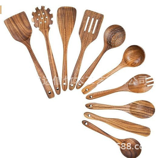"Küchenset aus natürlichem Teak Holz, rustikal-elegantes Design, nachhaltige Küchenhelfer, stilvoll und funktional"