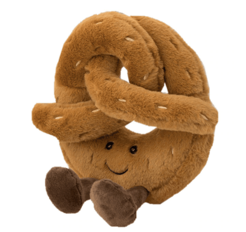 "Kuscheliges Brezel, Croissant, Toastbrot Plüschspielzeug, handgefertigt und weich, ideal für Kinder und Erwachsene."