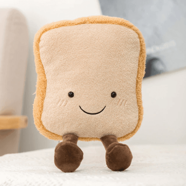 "Kuscheliges Brezel, Croissant, Toastbrot Plüschspielzeug, handgefertigt und weich, ideal für Kinder und Erwachsene."