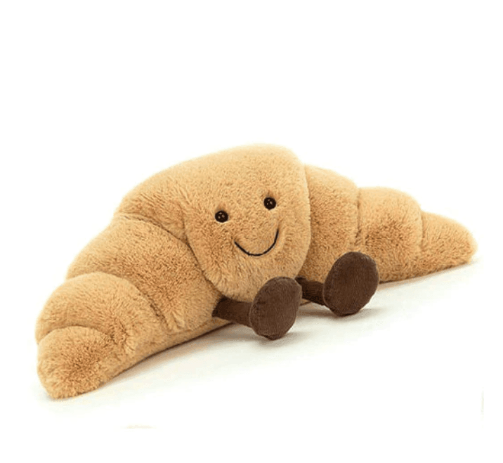 "Kuscheliges Brezel, Croissant, Toastbrot Plüschspielzeug, handgefertigt und weich, ideal für Kinder und Erwachsene."