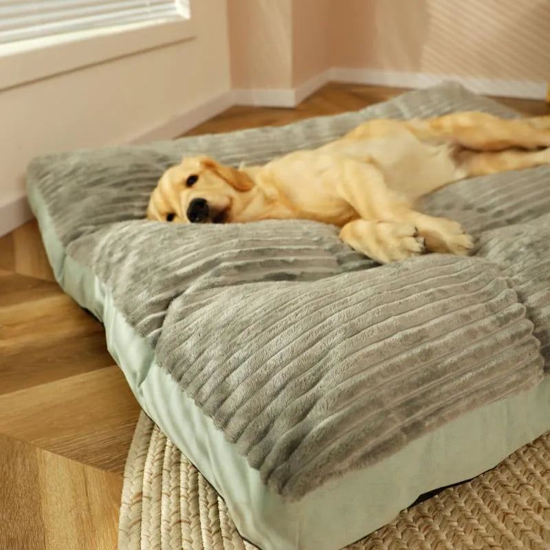"Kuscheliges orthopädisches Hundebett in Grau, flauschige Oberfläche, ideal für ältere und empfindliche Hunde."