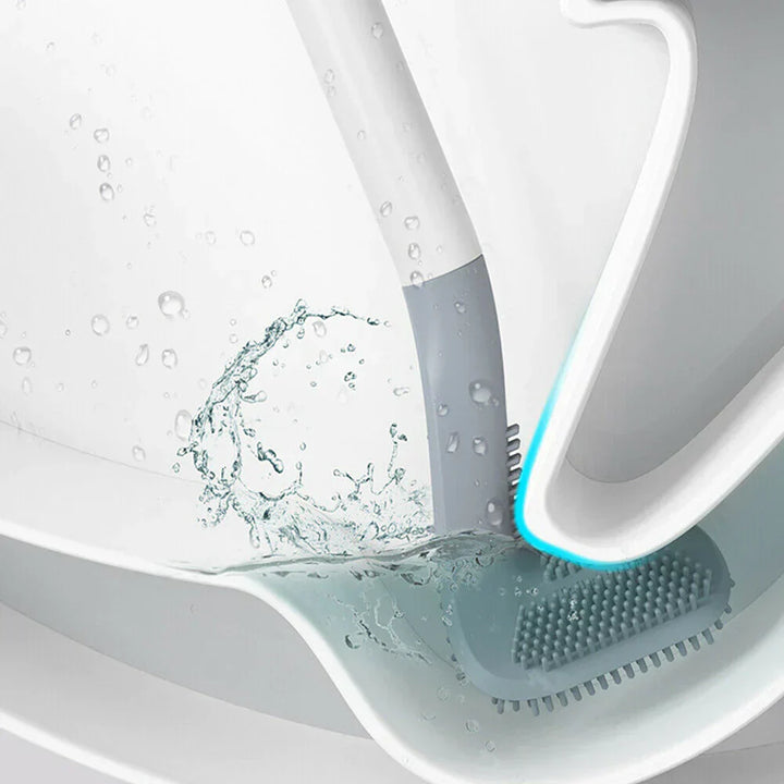 L-förmige Toilettenbürste aus TPR, flexibel, in Blau, Grün, Schwarz, Weiß, für effiziente Reinigung und Sauberkeit.