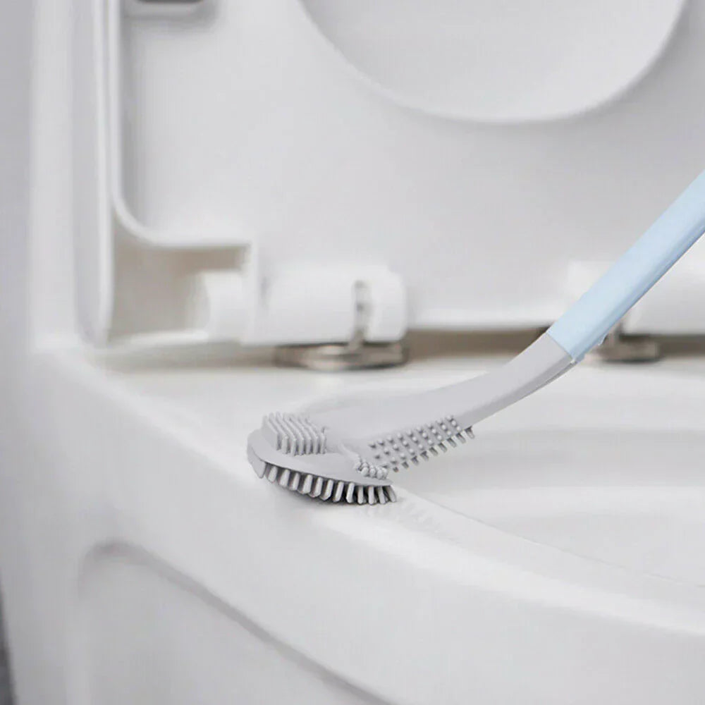 L-förmige Toilettenbürste aus TPR, flexibel, in Blau, Grün, Schwarz, Weiß, für effiziente Reinigung und Sauberkeit.