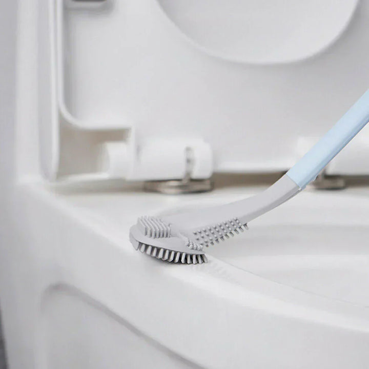 L-förmige Toilettenbürste aus TPR, flexibel, in Blau, Grün, Schwarz, Weiß, für effiziente Reinigung und Sauberkeit.